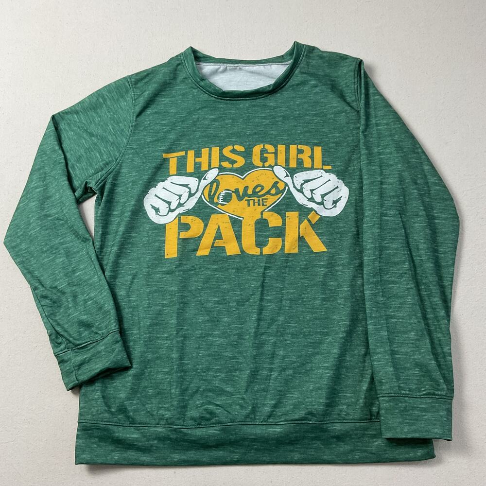 Green Bay Packers Womens XL Long Sleeve T Shirt This Girl Loves The Pack